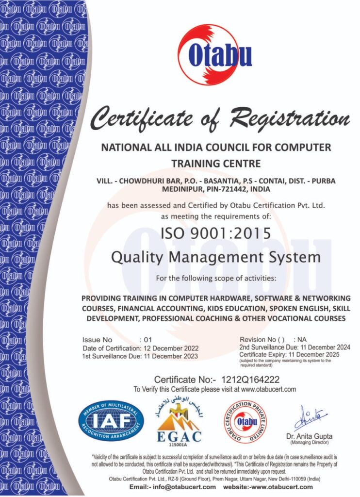 ISO 9001:2015 International Quality Certificate